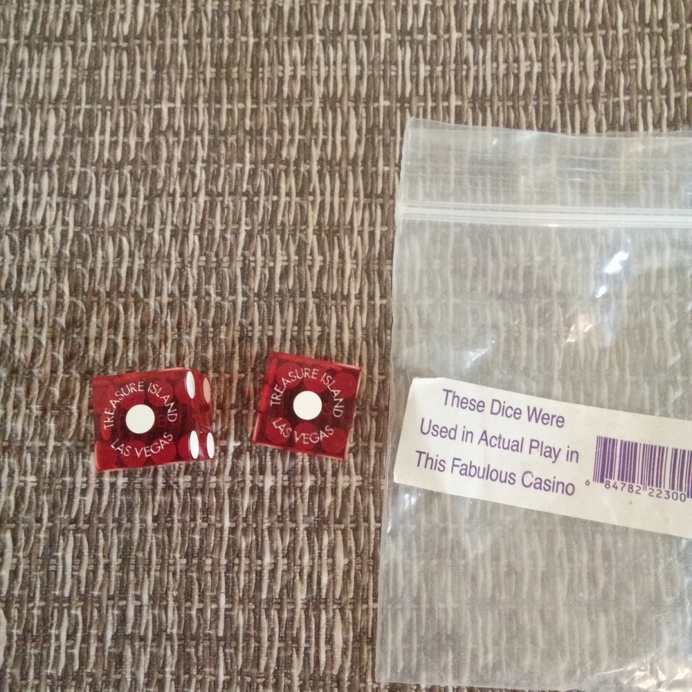 Authentic Red Casino Dice  Treasure Island Las Vegas NV Numbered Collectors Item